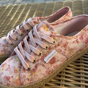 Superga Pink and Yellow Floral Espadrilles